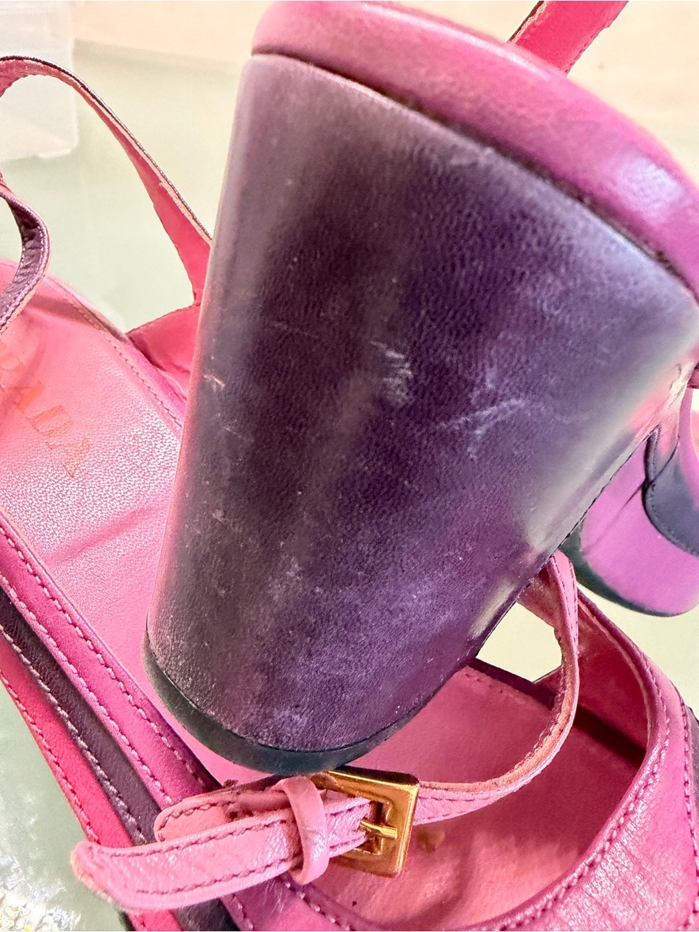 Prada Fuchsia and Deep Purple Two-Tone Platform Sandals - Picture 6 of 14